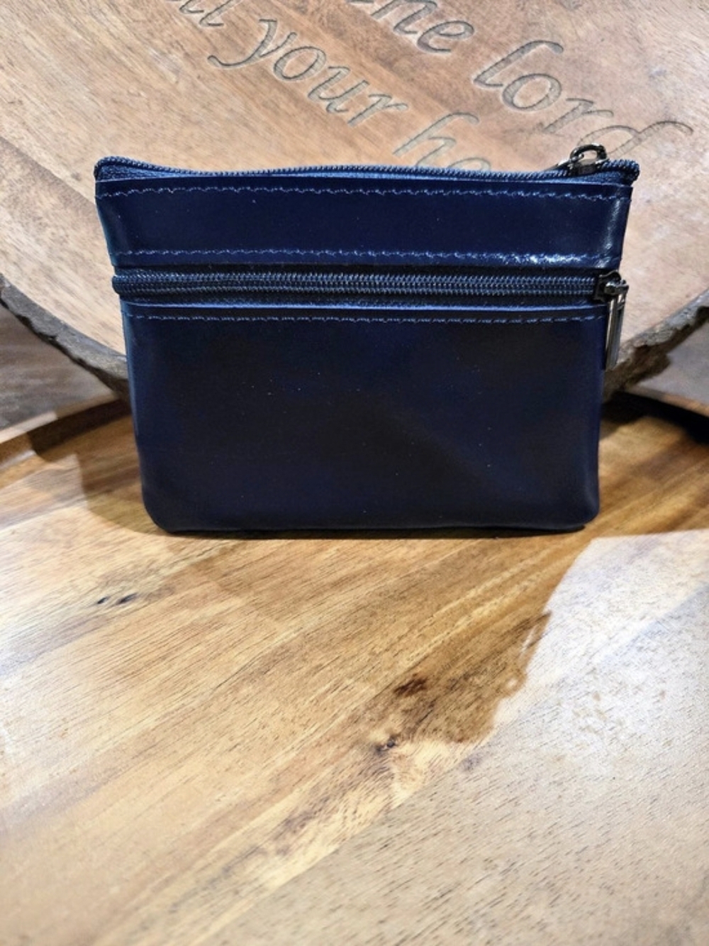 Blue Zip Leather Pouch. NWOT
